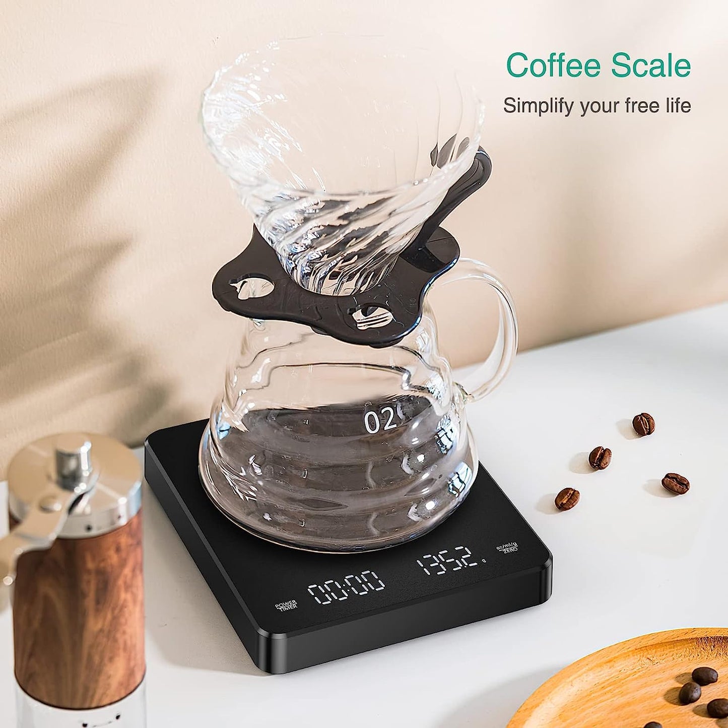 Digital Food Scale,Coffee Scale with Timer, 0.1g High Precision